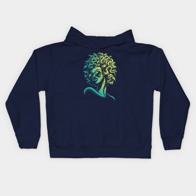 Funky Medusa Kids Hoodie by Waynem